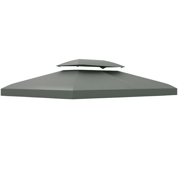 Outsunny 13' x 10' Gazebo Replacement Canopy 2 Tier Top UV Cover Pavilion Garden Patio Outdoor, Grey (TOP ONLY)