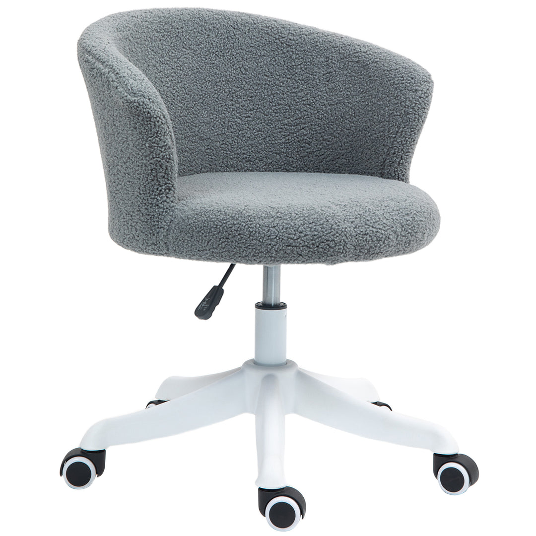 Vinsetto Armless Office Chair, Fluffy Computer Desk Chair with Adjustable Height, Swivel Wheels, Mid Back, White