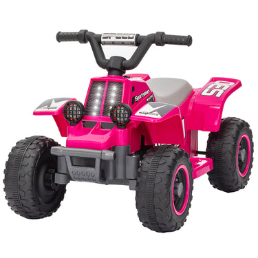 Qaba 6V Kids ATV Quad, 4 Wheeler Battery Powered Electric Ride on Car w/ Lights, Forward Backward, Pink