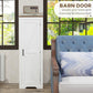 HOMCOM Farmhouse Accent Cabinet with Adjustable Shelf Barn Door Storage Cabinet for Living Room Floor Pantry Cabinet White