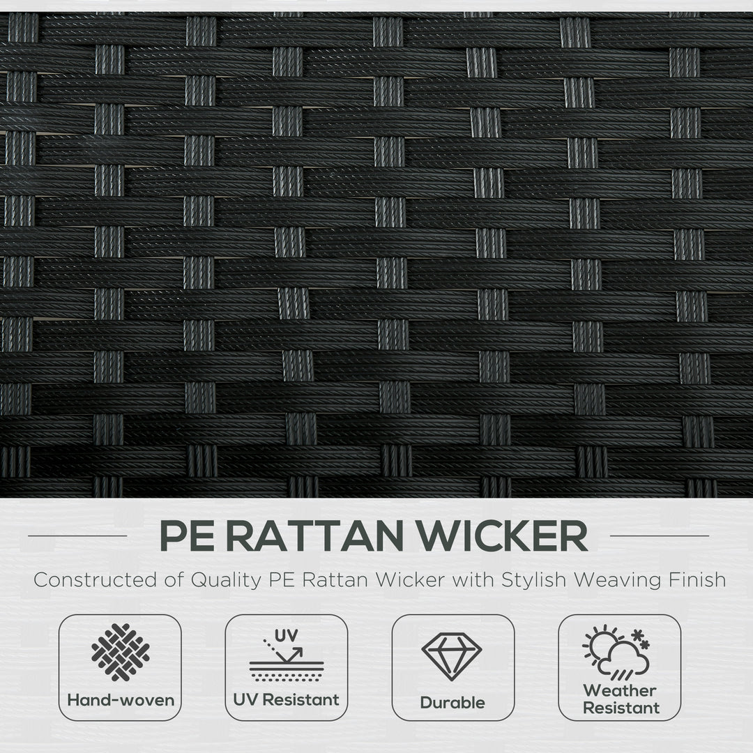 Outsunny Wicker Double Chaise Lounge Chair Outdoor Recliner 2 Person Rattan Patio Reclining Sunbed Furniture Cushioned w/Adjustable Backrest, Cream White