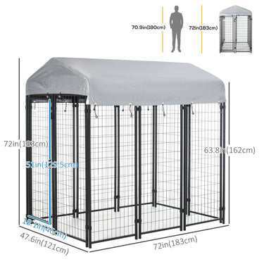 PawHut Outdoor Dog Kennel with Waterproof UV-Resistant Cover, 6 x 4 x 6 ft