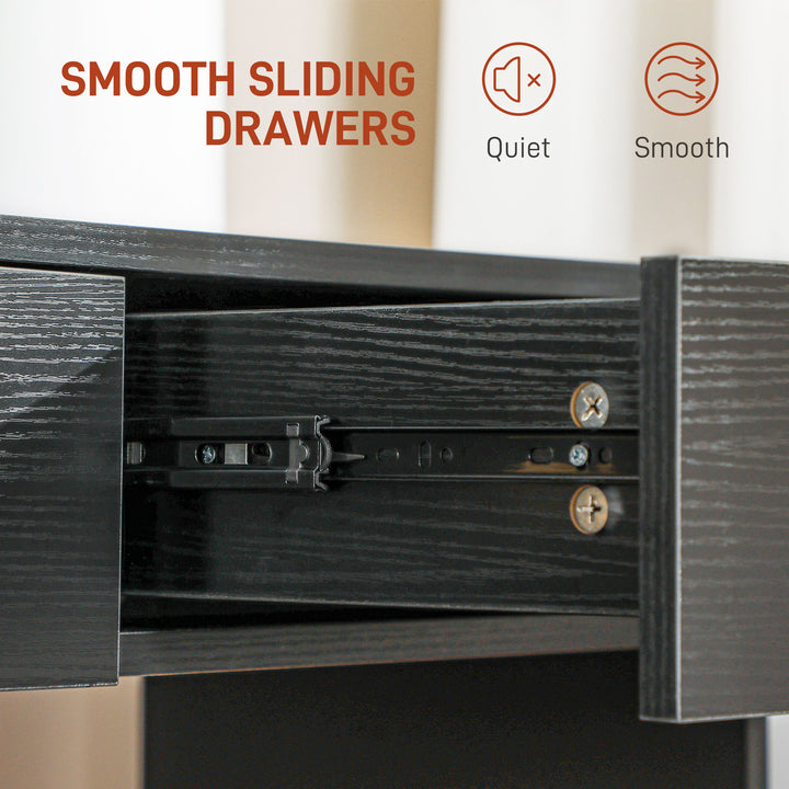 HOMCOM Makeup Vanity Table Set with Stool, Dressing Table with LED Lighting Mirror, Drawers, for Bedroom, Black