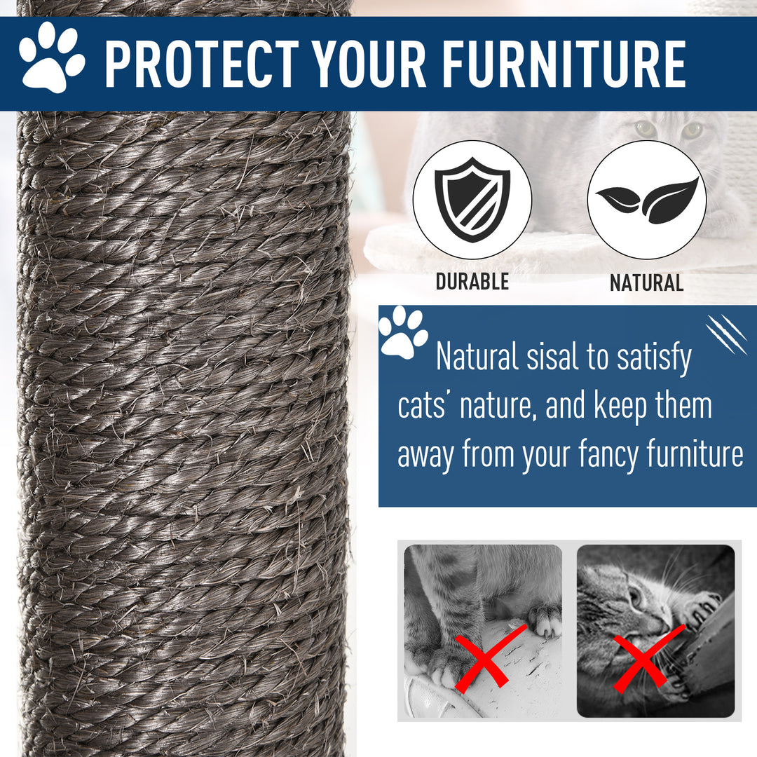 PawHut 47" Wood Cat Tree, Kitty Scratching Post, Kitten House, Condo Activity Center w/ Cushions, Pet Furniture