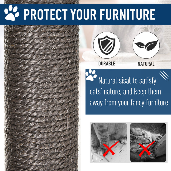 PawHut 47" Wood Cat Tree, Kitty Scratching Post, Kitten House, Condo Activity Center w/ Cushions, Pet Furniture