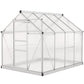 Outsunny 6' x 10' x 6.6' Polycarbonate Greenhouse, Walk-In Green House Kit Garden, Plants Grow, Galvanized Sheet Aluminum Frame with Rain Gutter, Vents and Sliding Door, Green