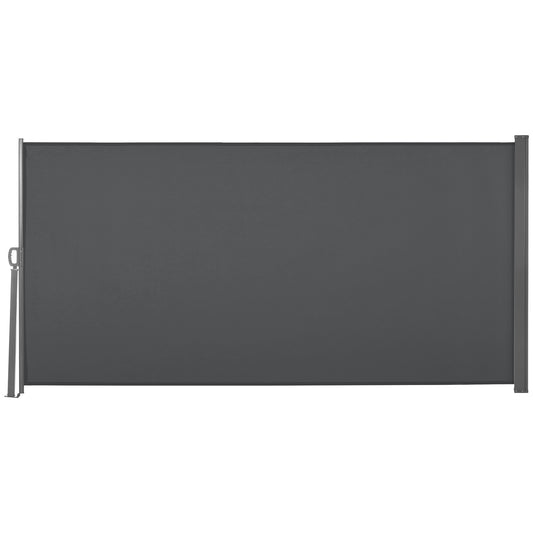 Outsunny 118" x 63" Retractable Side Awning Patio Outdoor Folding Privacy Screen with Resistance to UV Rays & Wind, Grey