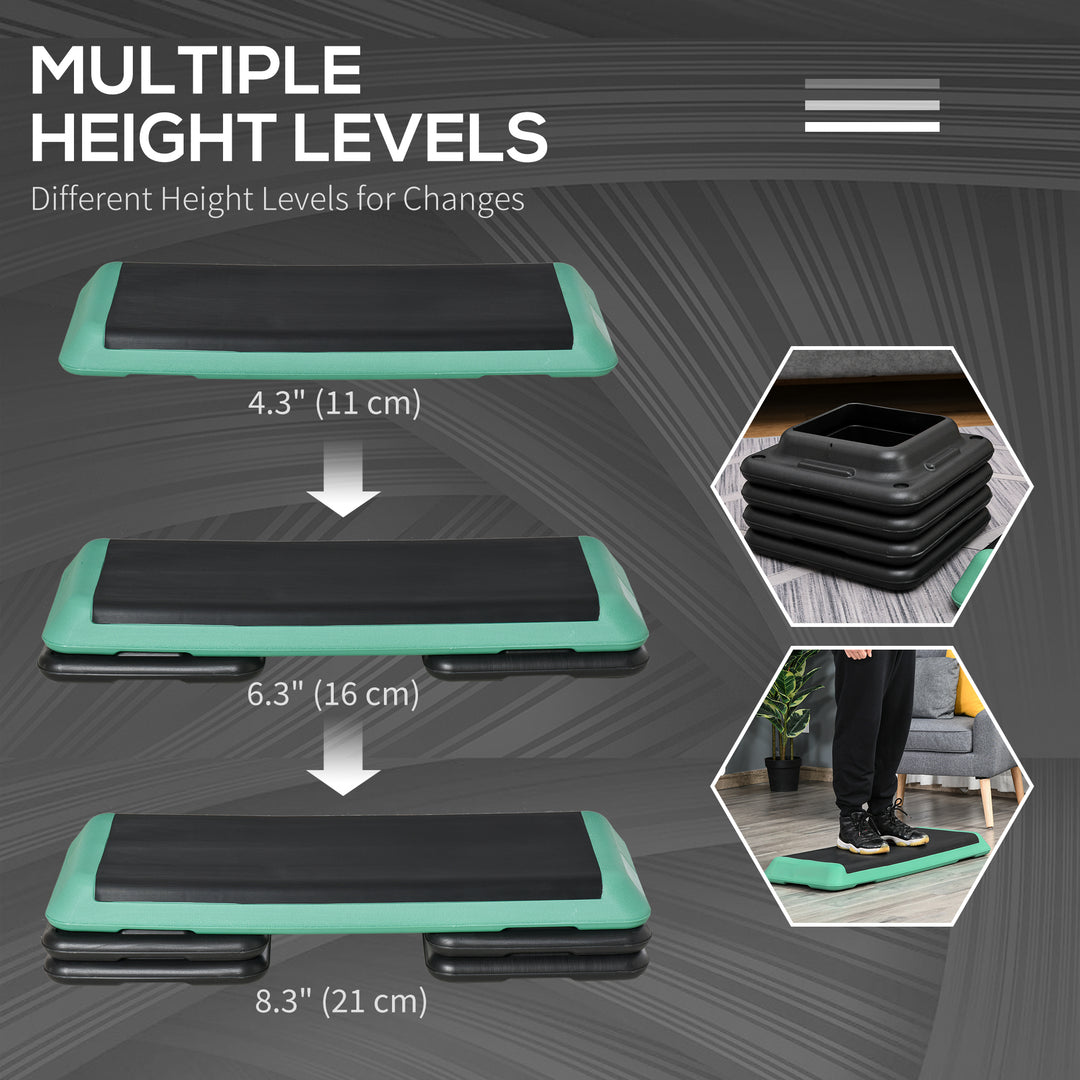 Soozier 43" Adjustable Aerobic Platform Stepper 3 Level with Risers 4” 6” 8” Cardio Fitness Trainer Workout Step Home Gym Exercise, Black Purple