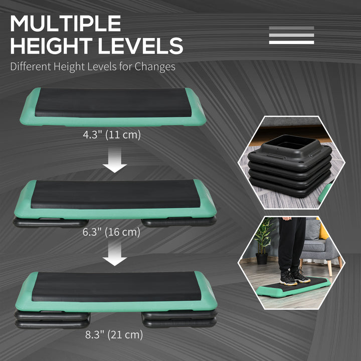 Soozier 43" Adjustable Aerobic Platform Stepper 3 Level with Risers 4” 6” 8” Cardio Fitness Trainer Workout Step Home Gym Exercise, Black Purple