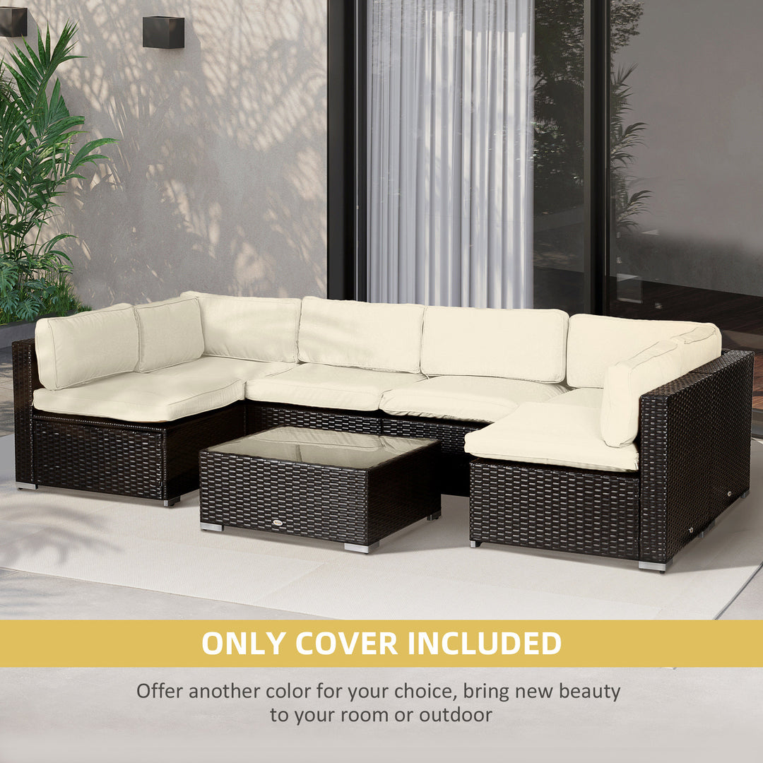 Outsunny Outdoor 14pc Patio Rattan Sofa Set Cushion Polyester Cover Replacement Set - No Cushion Included, Cream White