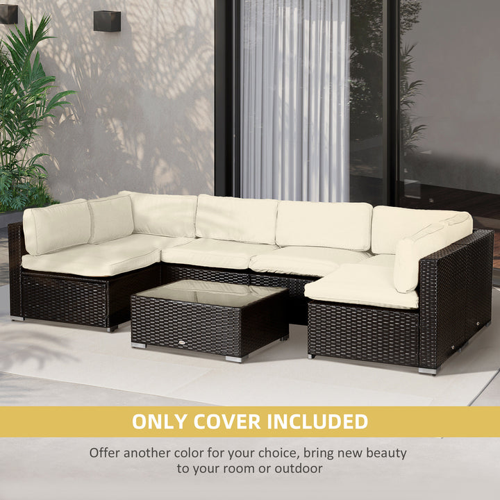 Outsunny Outdoor 14pc Patio Rattan Sofa Set Cushion Polyester Cover Replacement Set - No Cushion Included, Cream White