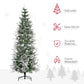 HOMCOM 7.5 Feet Pencil Snow Flocked Artificial Christmas Tree with 880 Realistic Cypress Branches, Auto Open, Green