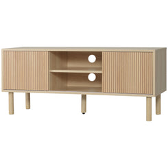 HOMCOM Modern TV Stand for TVs up to 50", TV Cabinet with Storage Shelves for Living Room, Natural