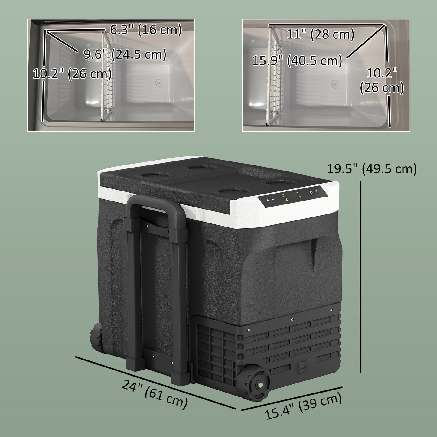 Outsunny 50 Liter Car Refrigerator Portable Freezer 12/24V Electric Cooler Box for Camping, Travel, Picnic, Down to -20â„ƒ