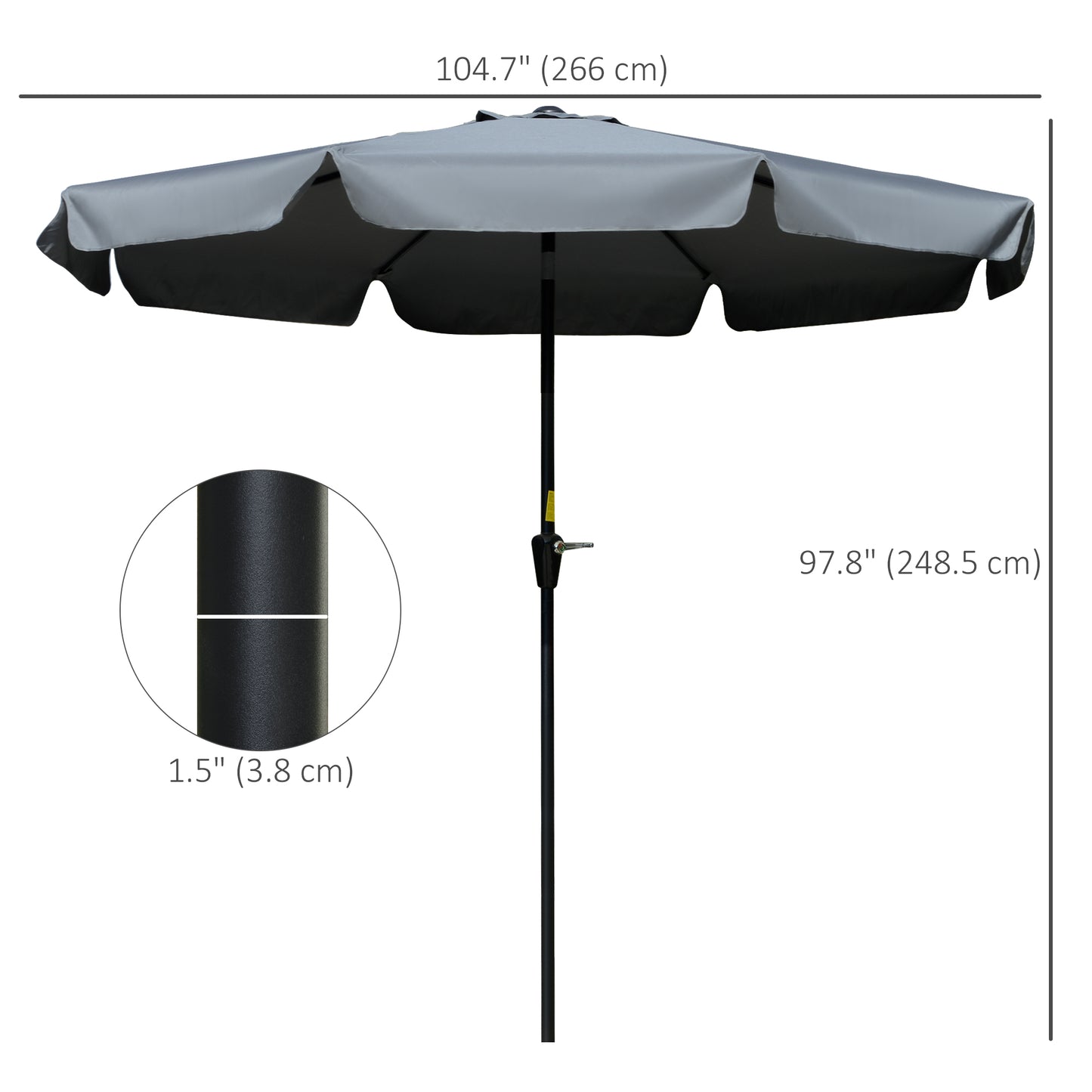 Outsunny 8.5 ft Outdoor Market Table Umbrella, Round Patio Umbrella with Tilt and Crank for Garden, Backyard, Deck, Wine Red
