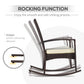 Outsunny 3 Pieces Patio Wicker Rocking Chair Set,  Outdoor PE Rattan Bistro Set Conversation Rocker Set with 2 Chairs 1 Coffee Table for Backyard, Deck, Poolside, Dark Grey