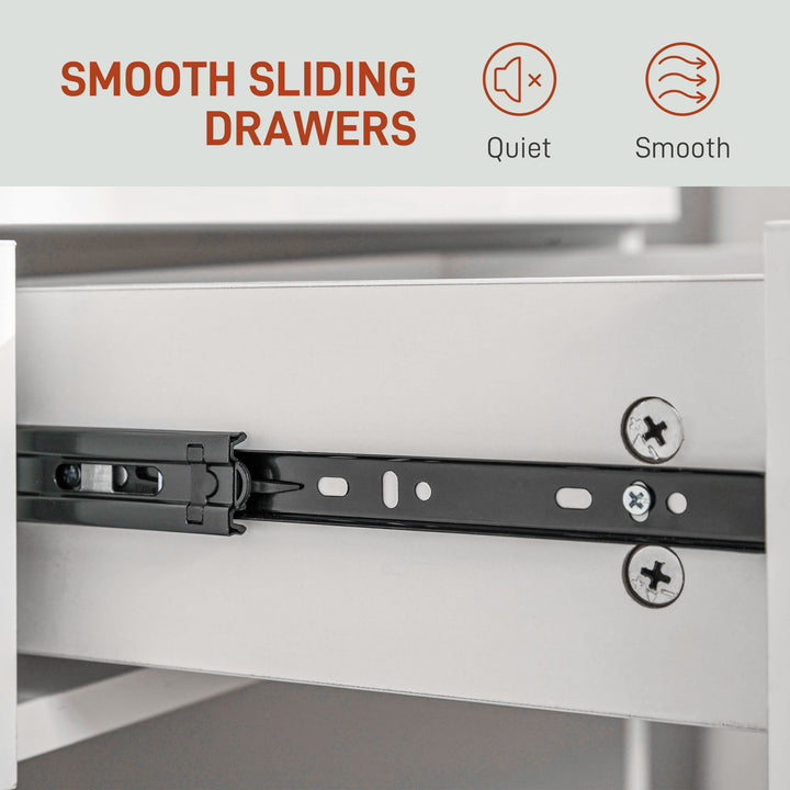 HOMCOM Makeup Vanity Table Set with Stool, Dressing Table with LED Lighting Mirror, Drawers, for Bedroom, White