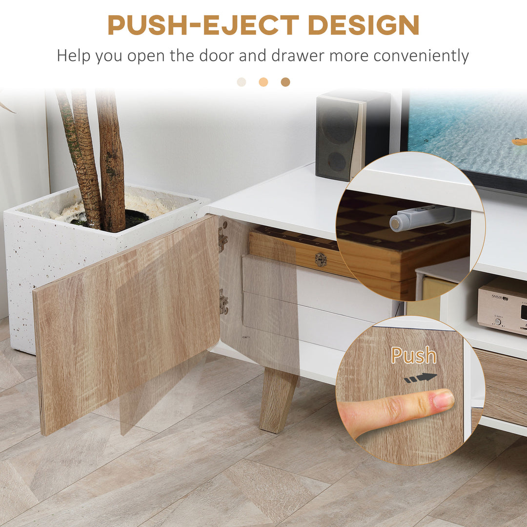 HOMCOM Modern TV Stand Cabinet for TVs up to 72" Flat Screen with Push-open Drawer, Storage Compartment and Cable Management, Rounded-edge Entertainment Center for Living Room, Bedroom