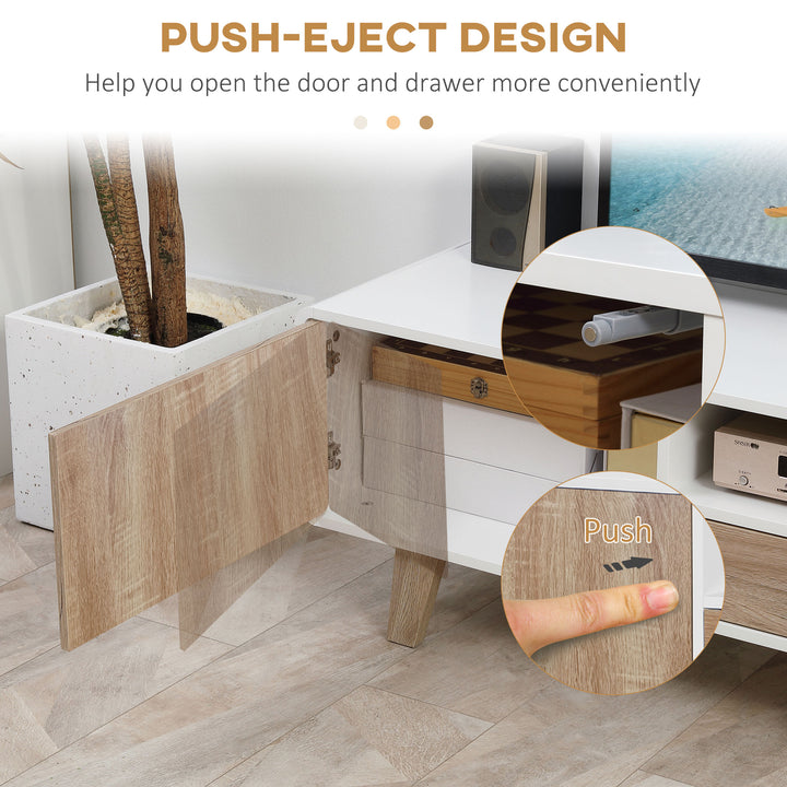 HOMCOM Modern TV Stand Cabinet for TVs up to 72" Flat Screen with Push-open Drawer, Storage Compartment and Cable Management, Rounded-edge Entertainment Center for Living Room, Bedroom