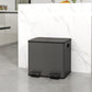 HOMCOM Dual Garbage Bin, Soft-Close Trash Can with Foot Pedal, 2 x 20 Liter Garbage Can with Removable Inner Buckets, Black