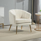 HOMCOM Fabric Armchair, Modern Accent Chair with Gold Metal Legs for Living Room, Bedroom, Home Office, Grey
