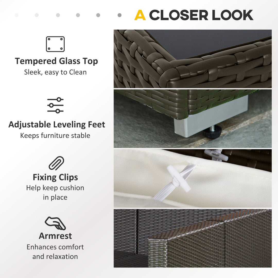 Outsunny 7-Piece Patio Furniture Sets Outdoor Wicker Conversation Sets All Weather PE Rattan Sectional Sofa, Grey