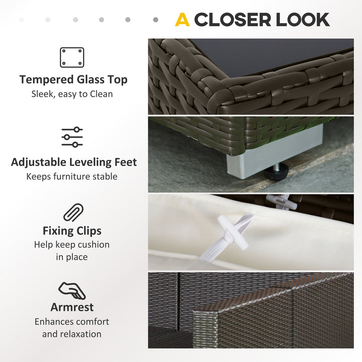 Outsunny 7-Piece Patio Furniture Sets Outdoor Wicker Conversation Sets All Weather PE Rattan Sectional Sofa, Grey