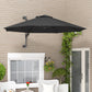 Outsunny 9.6 x 9.6 ft Wall Mounted Umbrella with Rotate, Patio Market Umbrella Parasol for Outdoor with Crank, Charcoal Grey