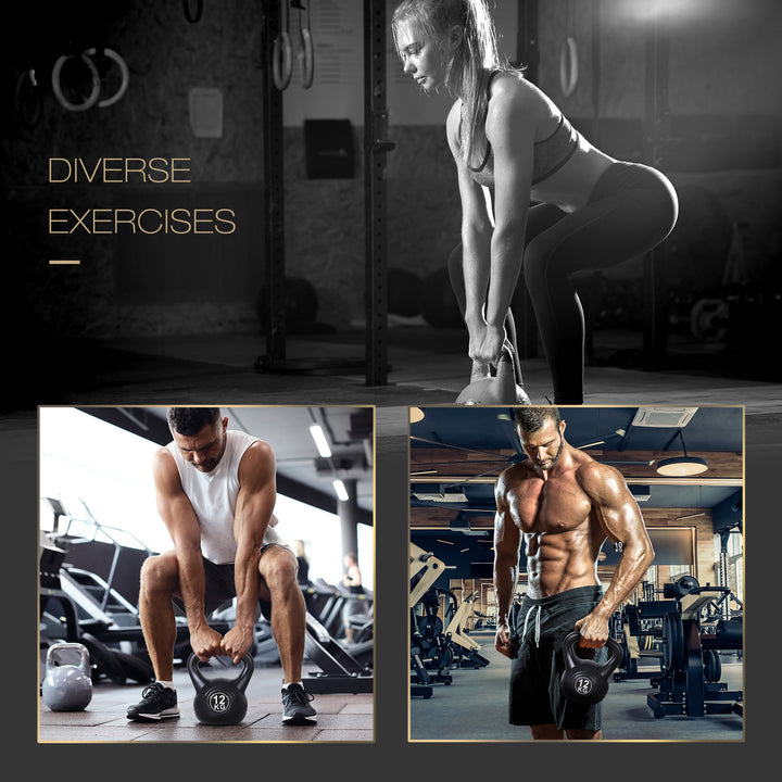 Soozier 26lb Fitness Kettlebell, Plastic Exercise Weight, Weightlifting Tools with Sand, Handle, Noise Reduction for Home, Gym