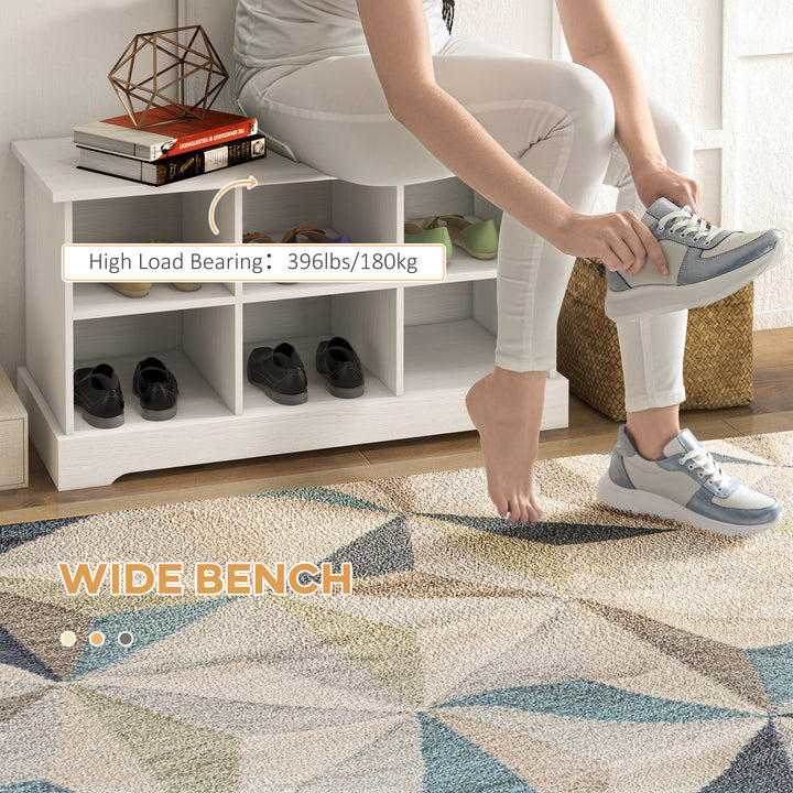 HOMCOM Coat Rack Shoe Bench Set, Entryway Shoe Bench with 8 Storage Cubbies, 4 Hooks for Hallway, Living Room, White