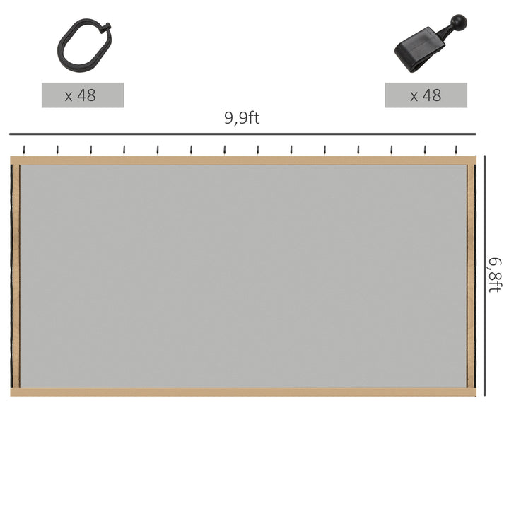 Outsunny Gazebo Replacement Mosquito Netting 10' x 10' Black Screen Walls for Canopy with Zippers for Parties and Outdoor Activities