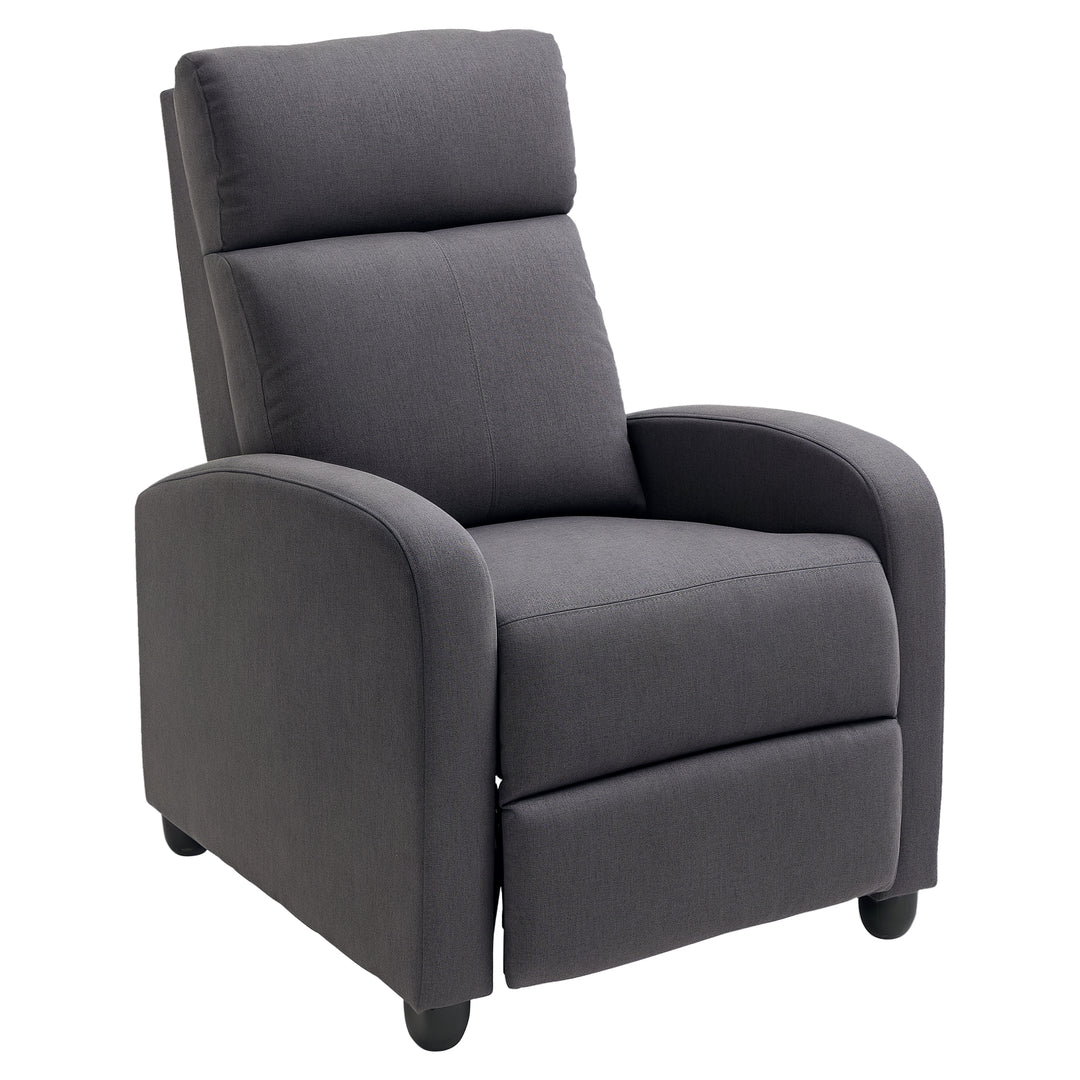 HOMCOM Fabric Recliner Chair Manual Home Theater Seating Single Reclining Sofa Chair with Padded Seat for Living Room, Dark Grey