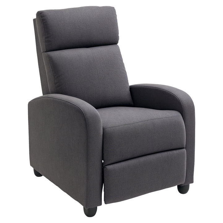 HOMCOM Fabric Recliner Chair Manual Home Theater Seating Single Reclining Sofa Chair with Padded Seat for Living Room, Dark Grey