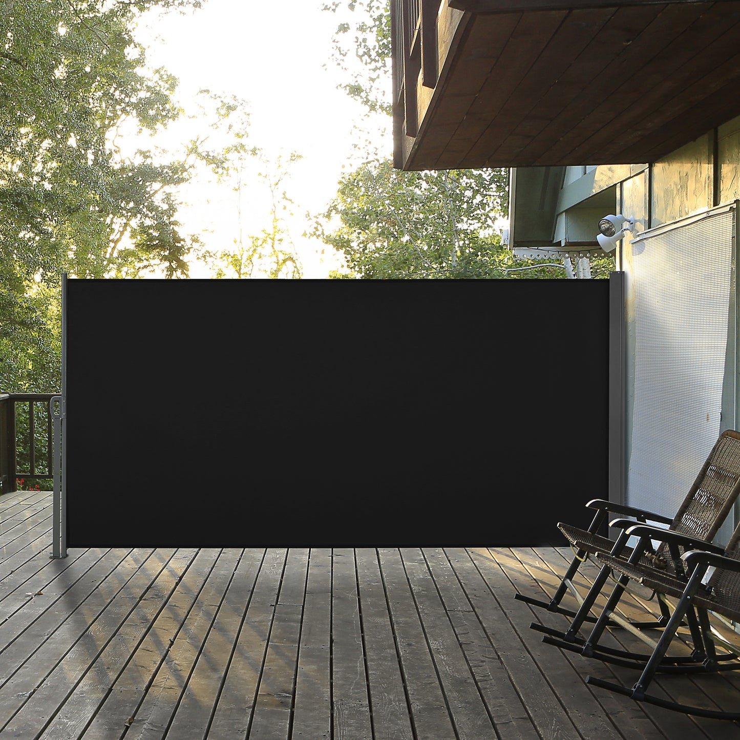 Outsunny 118" x 63" Retractable Side Awning Patio Outdoor Folding Privacy Screen with Resistance to UV Rays & Wind, Grey