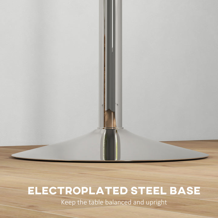 HOMCOM High Top Bar Table, Adjustable Round Kitchen Table with Swivel Top and Steel Base, Bistro Table for 2 People, White