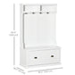 HOMCOM Modern Hall Tree, Coat Rack, Coat Stand With Shoe Storage Bench, 3-in-1 Wardrobe with 4 Double Hooks and 2 Shelves, Coat Hanger for Hallway, Living Room, White