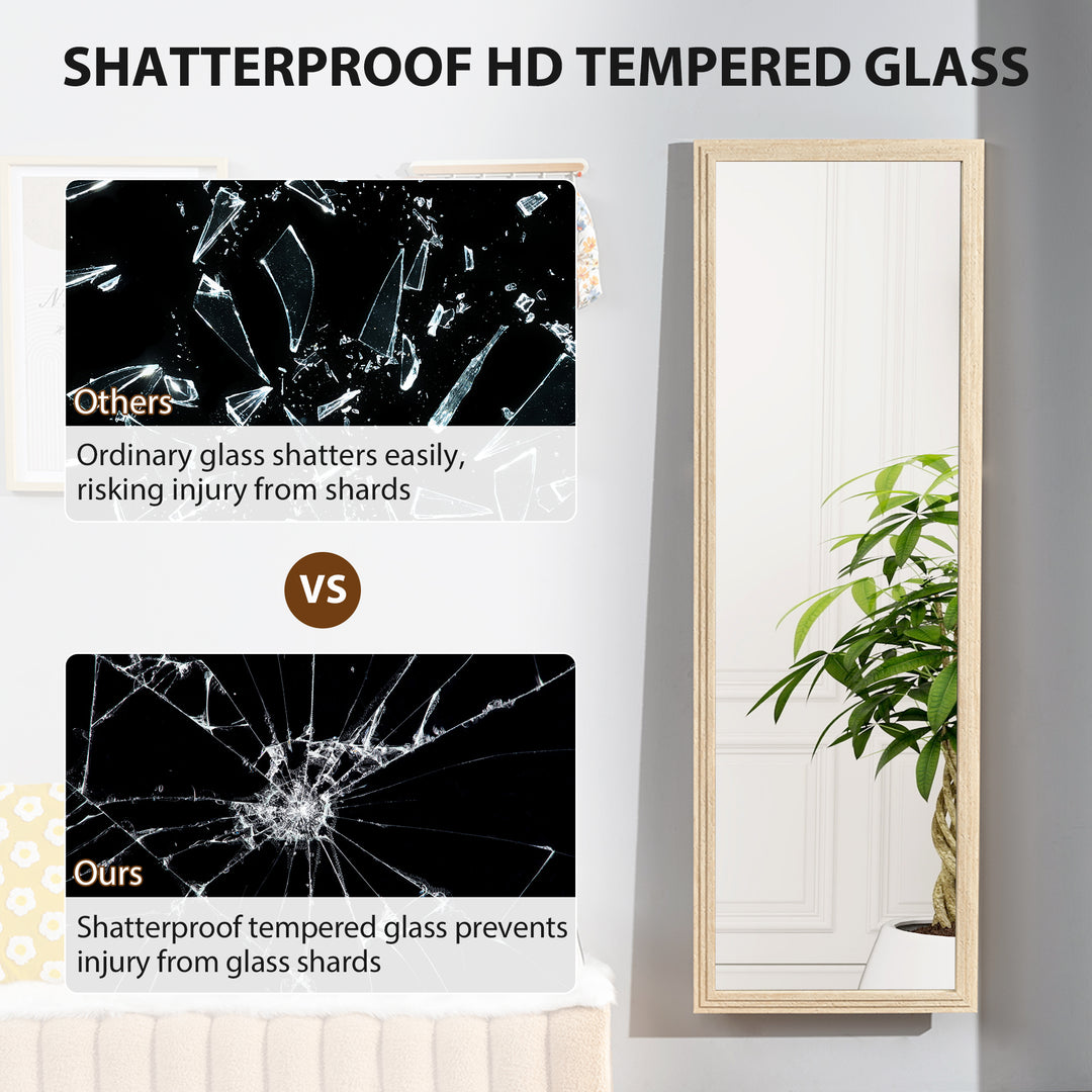 HOMCOM 64" x 21" Full Length Mirror, Standing, Wall-Mounted or Leaning Against Wall, for Bedroom, Living Room, Beige