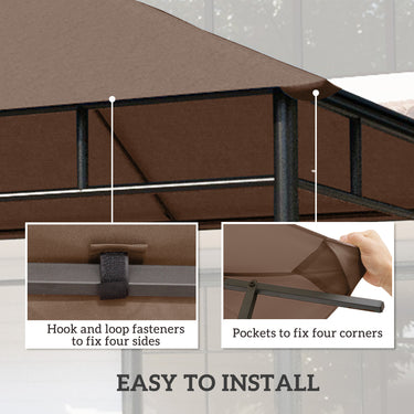 Outsunny 10' x 10' Square Gazebo Canopy Replacement UV Protected Top Cover Sun Shade Coffee