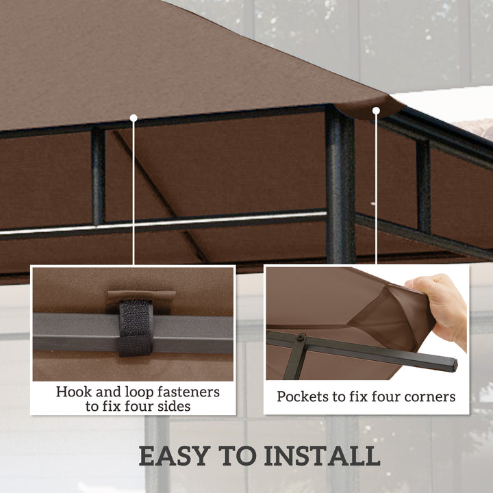 Outsunny 10' x 10' Square Gazebo Canopy Replacement UV Protected Top Cover Sun Shade Coffee