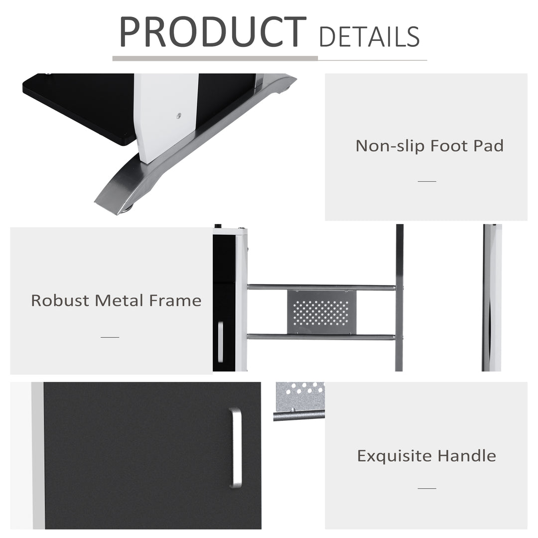 HOMCOM Computer Desk Table Home Office Furniture with Keyboard Tray and CPU Stand, Black and White