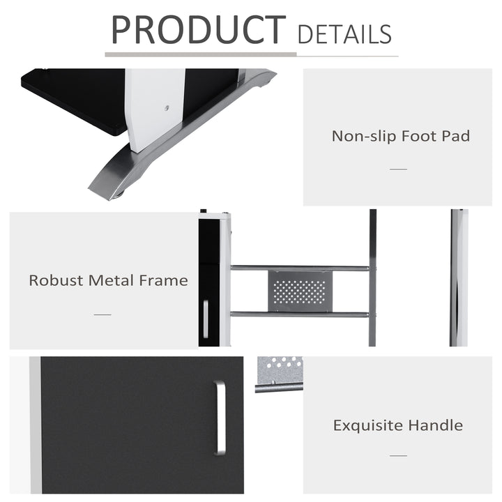 HOMCOM Computer Desk Table Home Office Furniture with Keyboard Tray and CPU Stand, Black and White