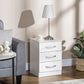 HOMCOM Modern Nightstand Set of 2, Bedside Tables with 3 High Gloss Drawers for Bedroom, White