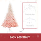 HOMCOM 6ft Artificial Christmas Tree Home Decoration Automatic Open  White and Pink