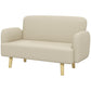 HOMCOM Velvet Feel Fabric 2 Seater Sofa, Small Sofa Loveseat with 8.3" Thick Padding and Wood Legs, Grey