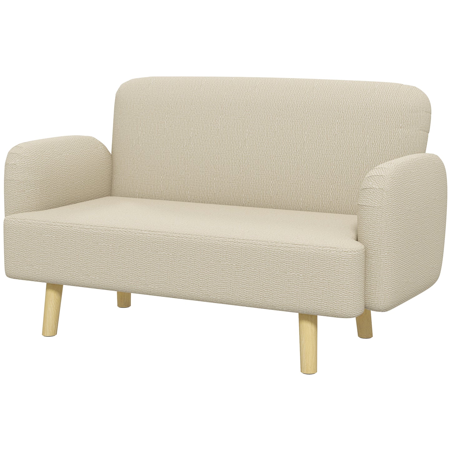HOMCOM Velvet Feel Fabric 2 Seater Sofa, Small Sofa Loveseat with 8.3" Thick Padding and Wood Legs, Grey