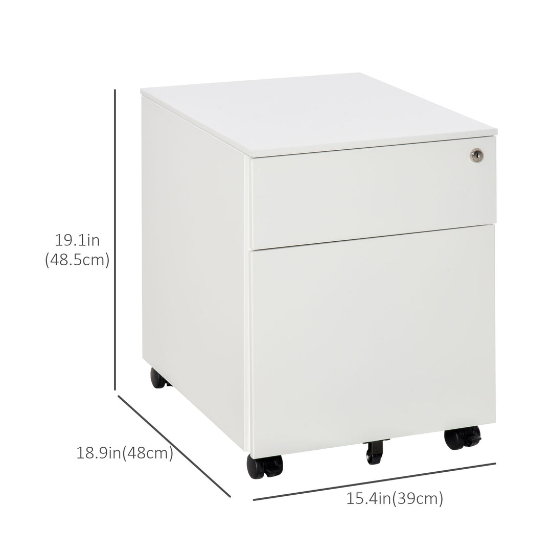 Vinsetto Lockable File Cabinet, Steel Filing Cabinet on Wheels for Legal, A4, Letter Size, with Pencil Tray for Home Office