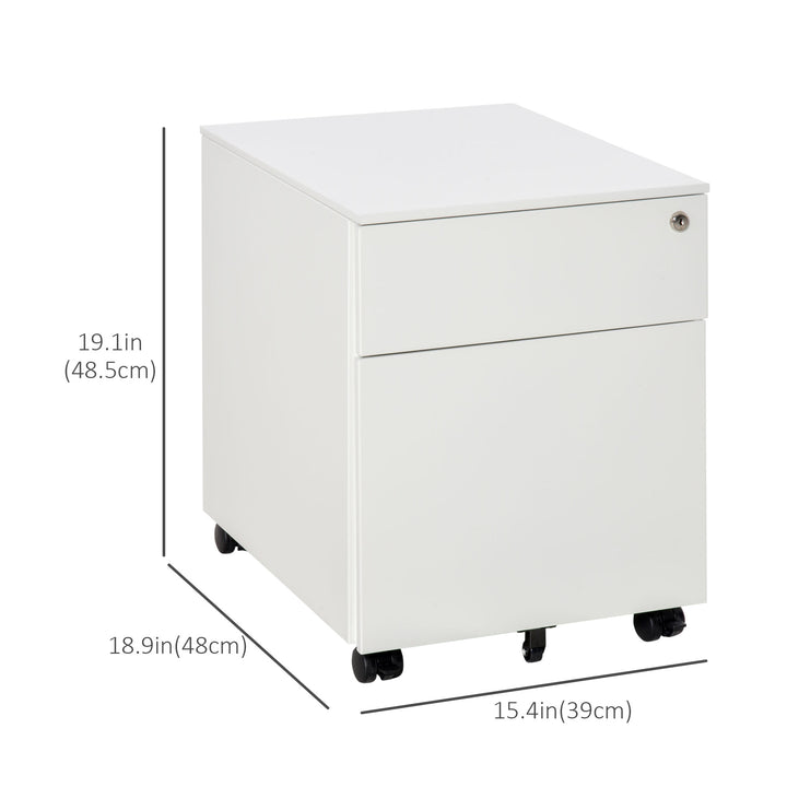 Vinsetto Lockable File Cabinet, Steel Filing Cabinet on Wheels for Legal, A4, Letter Size, with Pencil Tray for Home Office