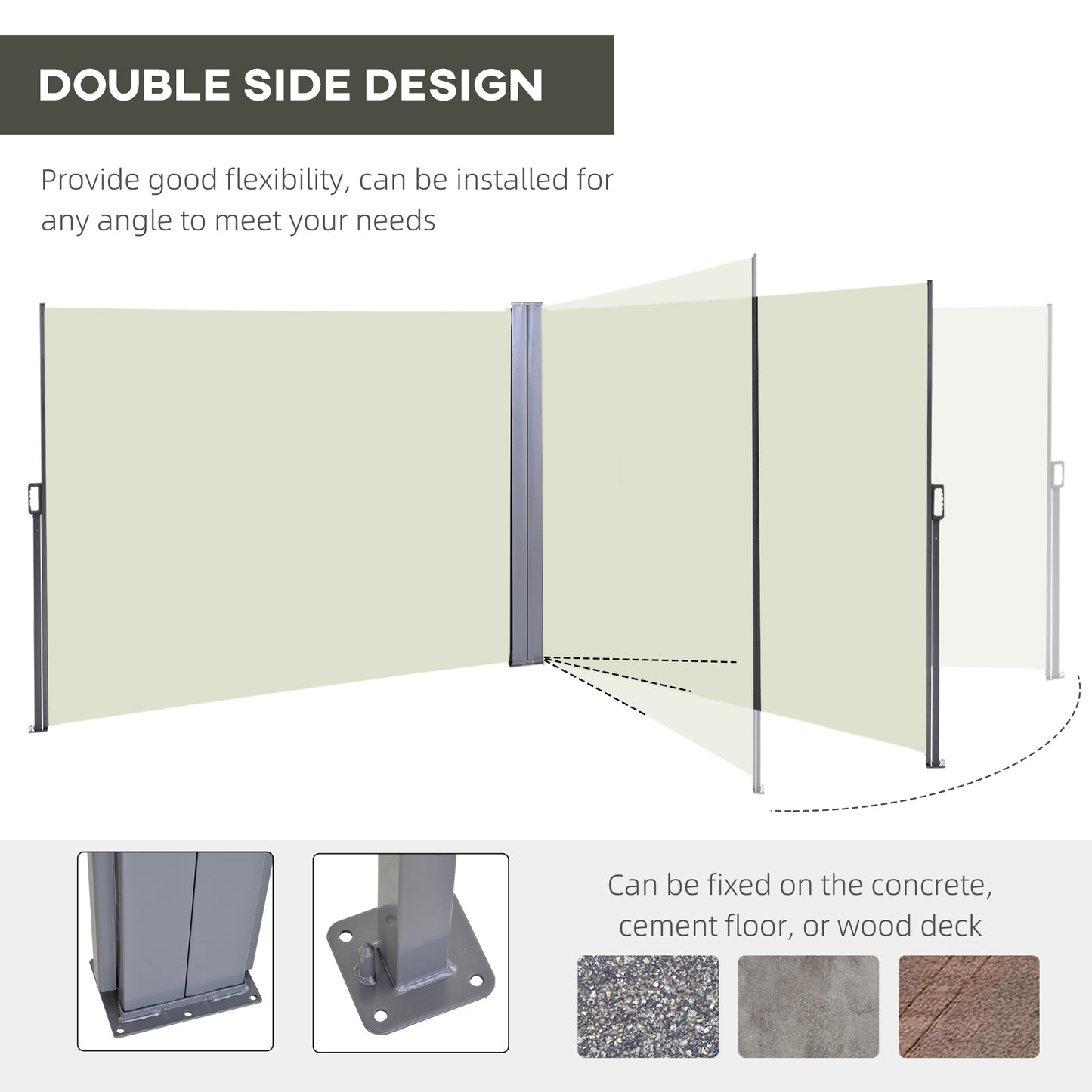 Outsunny Double Retractable Side Awning, 236" x 63" Outdoor Privacy Wall, Patio Screen for Garden, Balcony, Backyard, Grey