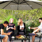 Outsunny 4 Pieces Outdoor Furniture Set with 2 Stackable Chairs, Loveseat, Patio Conversation Set with Glass Coffee Table, Black