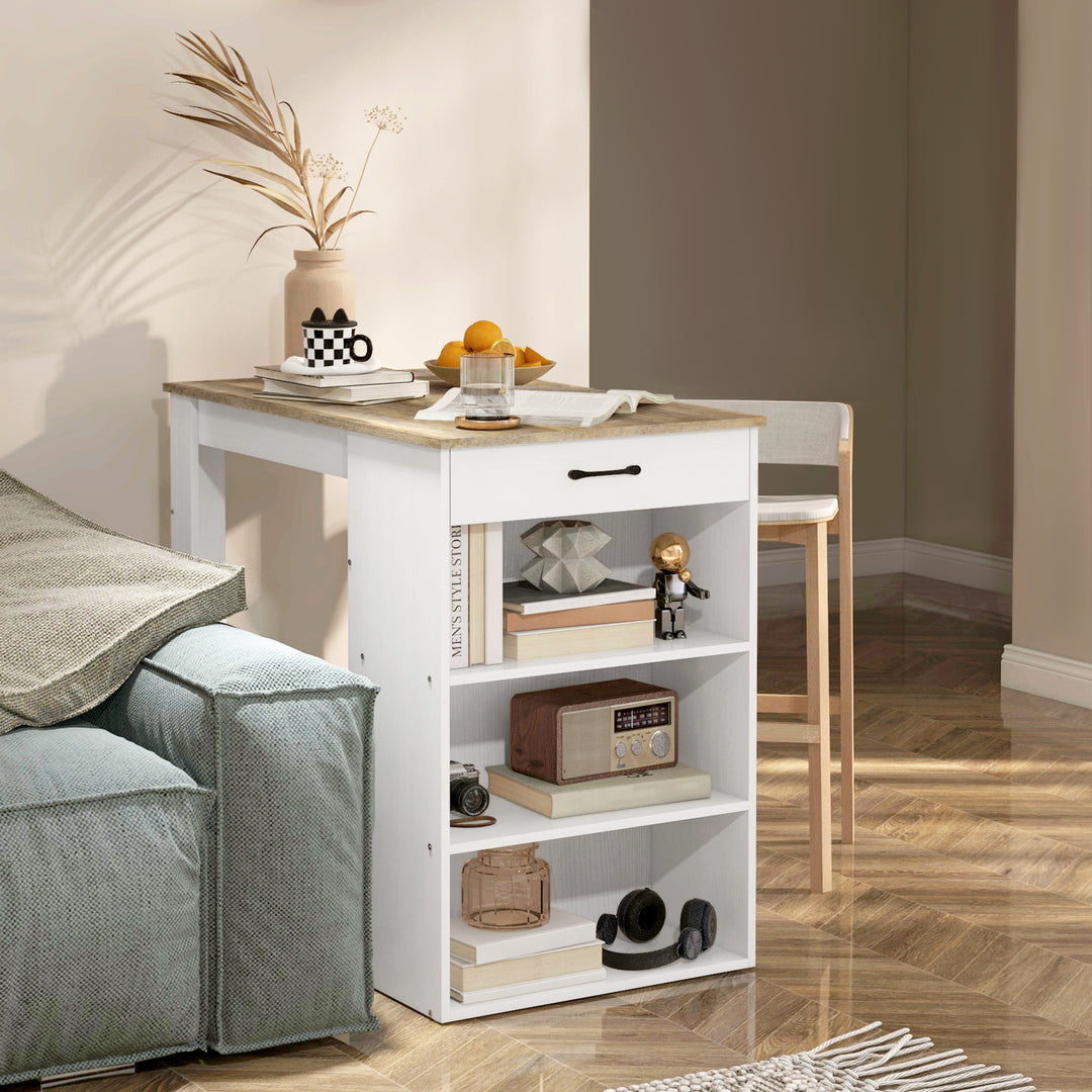 HOMCOM Bar Table with Drawer and 3 Storage Shelves, Bar Height Table, High Top Pub Table for Home Bar, Kitchen, Grey